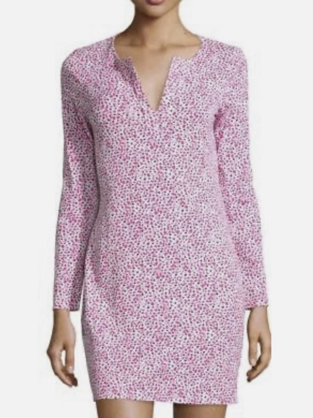 DIANE von FURSTENBERG Reina Long Sleeve Mini Dress SEA DAISY TINY PINK Size 8